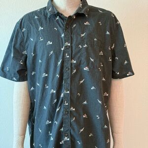 VISSLA Black Casual Button Down Shirt with Classic Collar